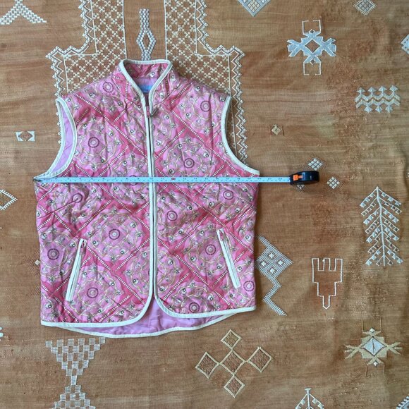 Vintage Mel Aughlin Quilted Pink Paisley Vest – Equestrian Scarf Print, Size L - Picture 3 of 5